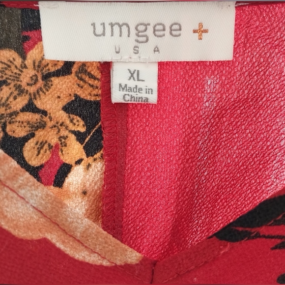 Umgee - Deep Red Front-tie Blouse - Picture 2 of 6